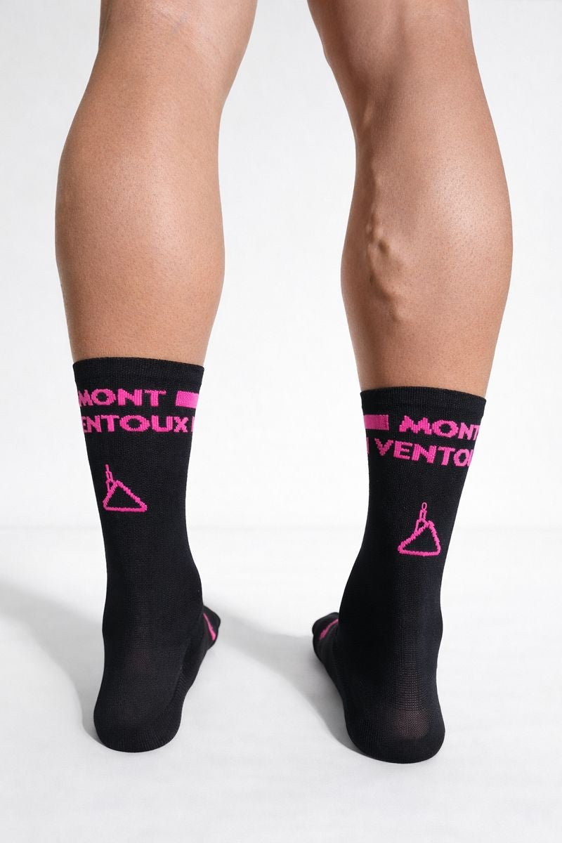 Chaussettes Ventoux Vibe Noires & Roses - Chaussettes Cyclisme Haute Performance | Pista - boutique.pista.cc