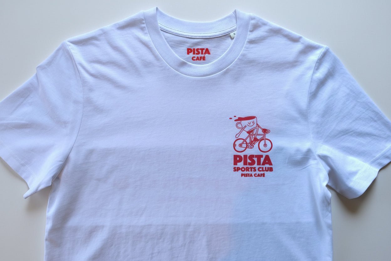 Tee - shirt Pista Sports Club Blanc/Rouge - T-shirt Lifestyle Club Cycliste | Pista - boutique.pista.cc